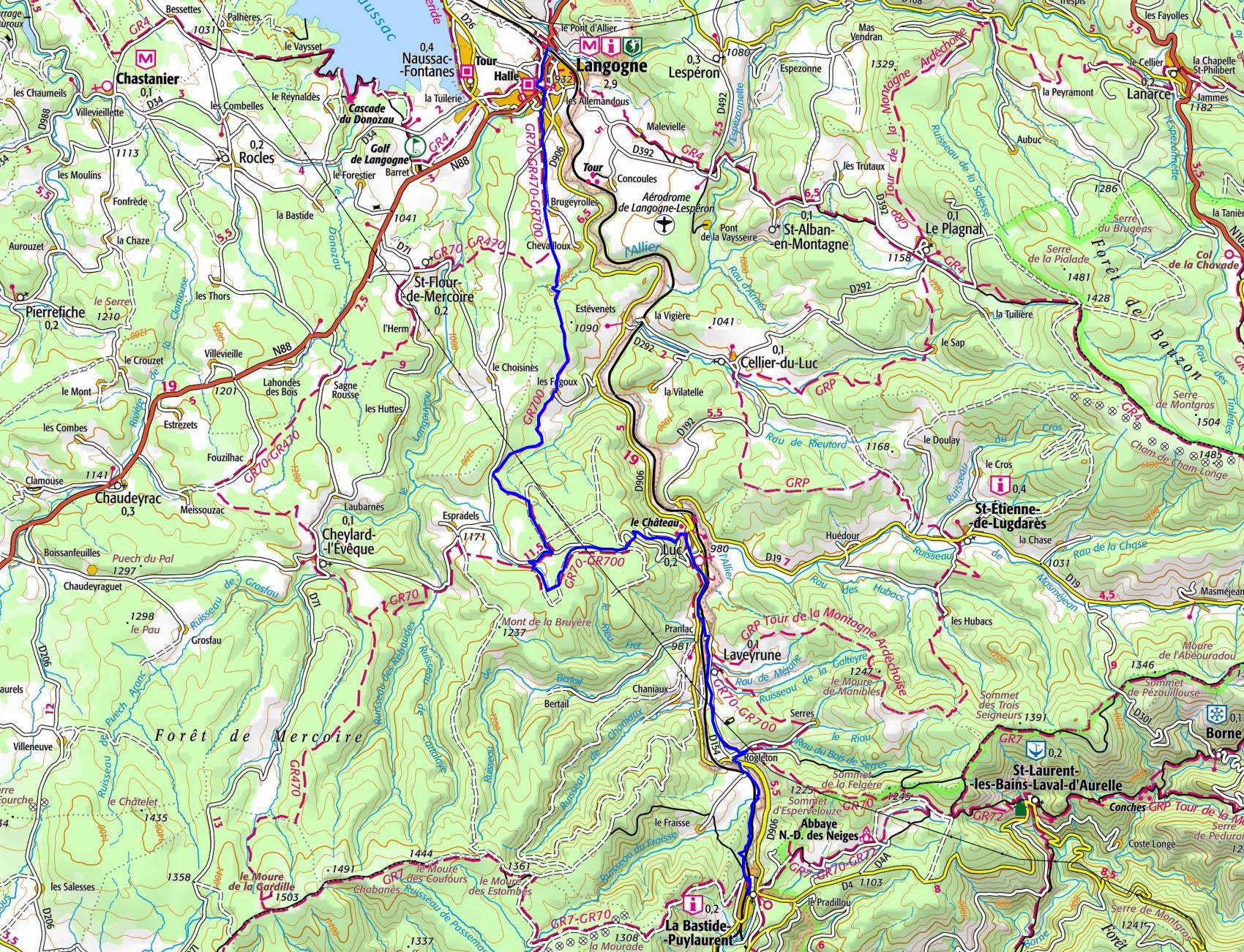 IGN Randonnée de 24km à La Bastide-Puylaurent en Lozère