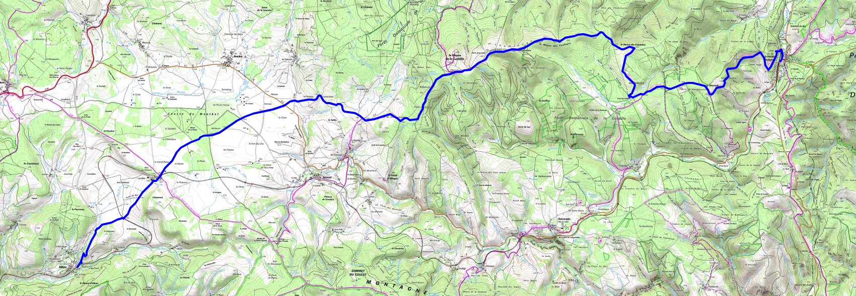IGN Randonnée de 27km à La Bastide-Puylaurent en Lozère